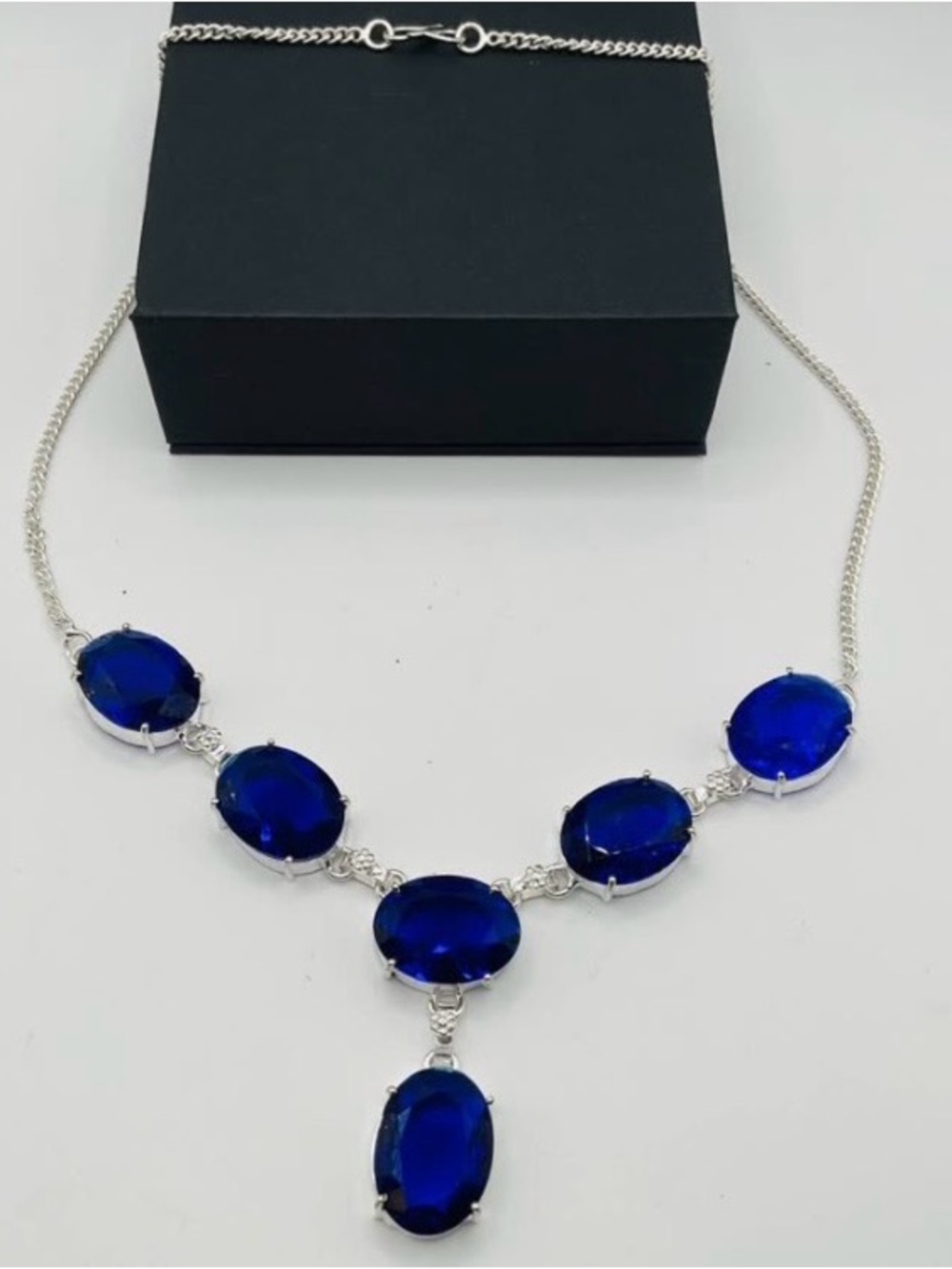 Tanzanite Gemstone Cobalt Blue Silver Necklace
